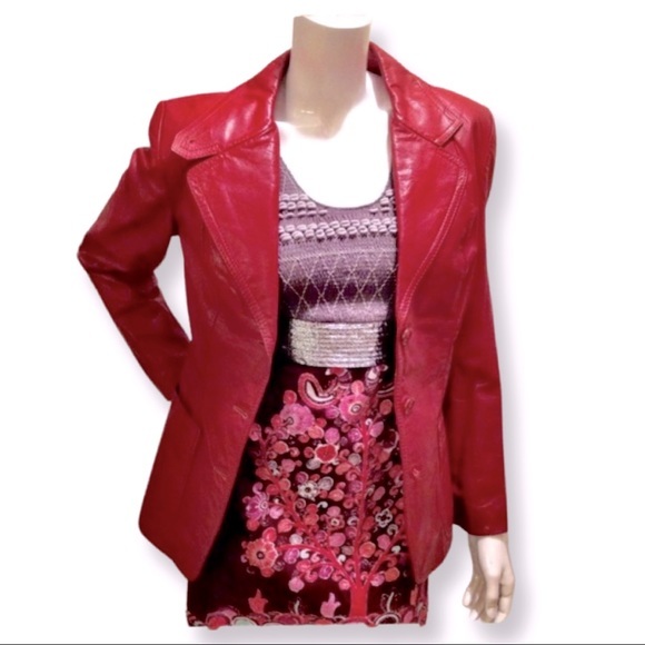 Jackets & Blazers - Red Vintage Leather Blazer Size Small